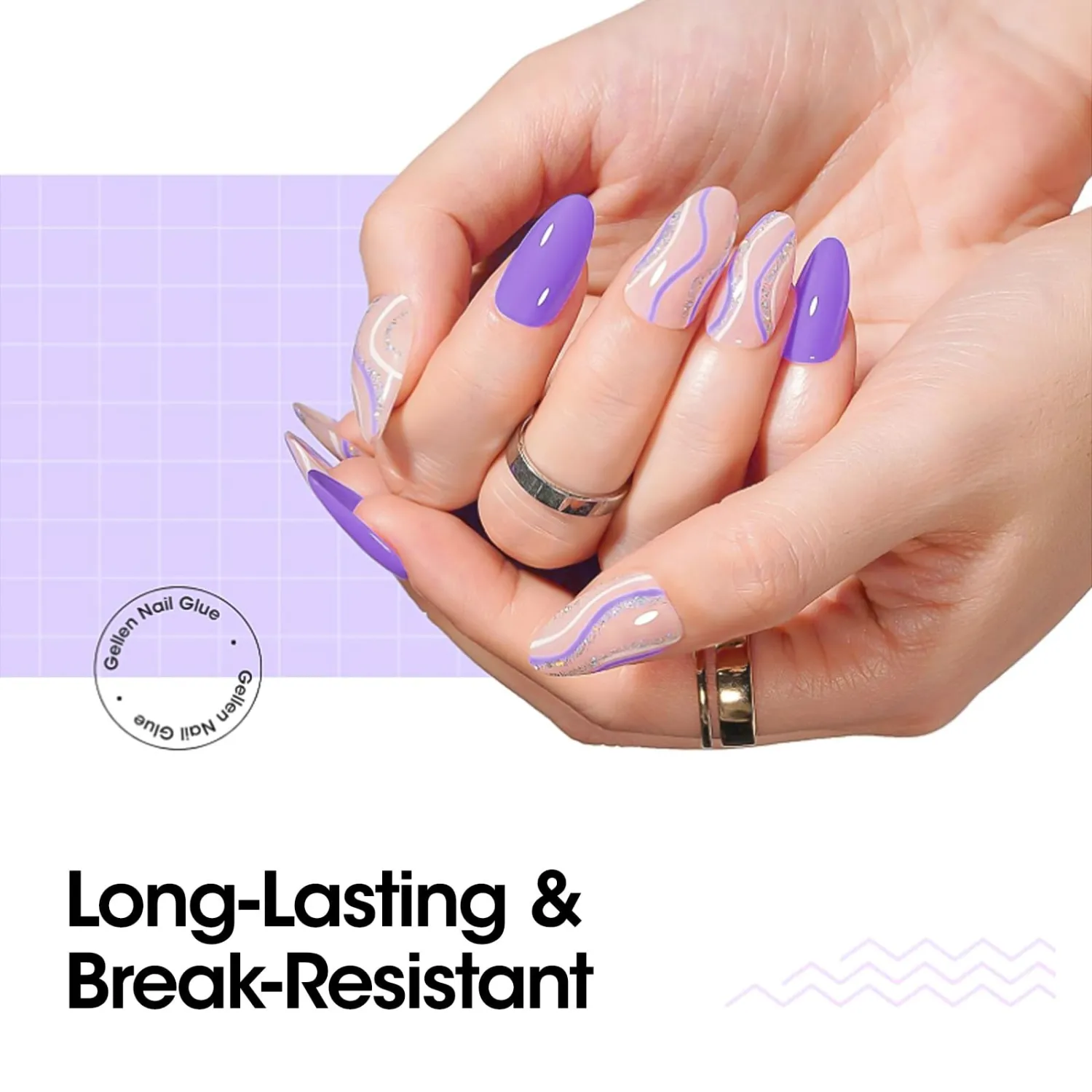 Gellen 4 in 1 Nail Glue for Nail Tips, 18ML Nail Gel Glue for Acrylic Nails, Clear Press on Nails, Base Gel, Rhinestone, Long Lasting Easy Nail Extension Gel, UV Led Lamp Needed