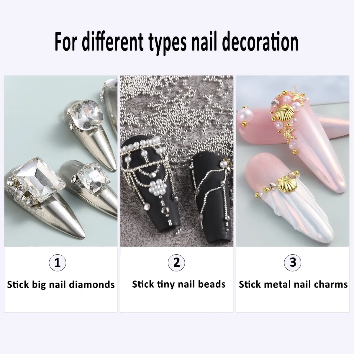 30ML Rhinestone Glue for Nails, 3D Nail Charms Gel Nail Glue Super Strong Bling Gel, Stick Nail Gems Jewel Caviar Beads Diamond Glue for Nails Professional Manicure Accessories, Clear