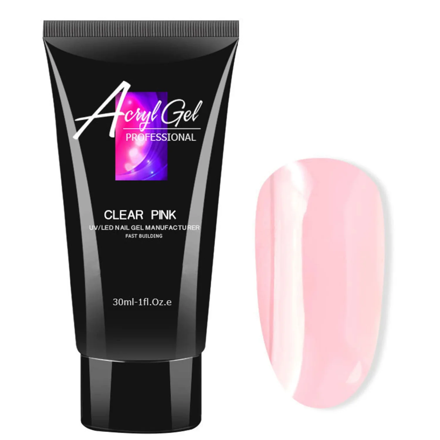 Nail Glue Gel for Acrylic Nails, 30ML Long Lasting Super Strong Bonding Gel Glue for False Nail & Press on Nails, Solid Gel Polish Nail Art Manicure Nail Repair Treatment, #2 Rose Pink