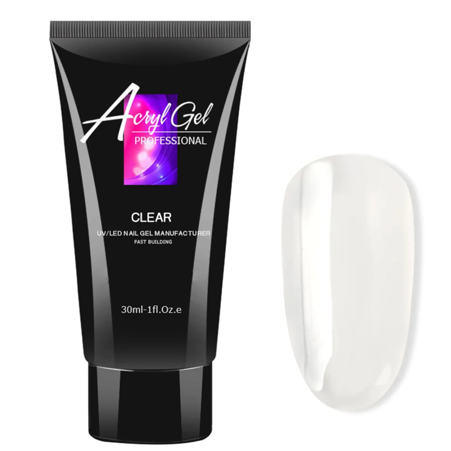 Nail Glue Gel for Acrylic Nails, 30ML Long Lasting Super Strong Bonding Gel Glue for False Nail & Press on Nails, Solid Gel Polish Nail Art Manicure Glue Gel Nail Repair Treatment, 1 Clear