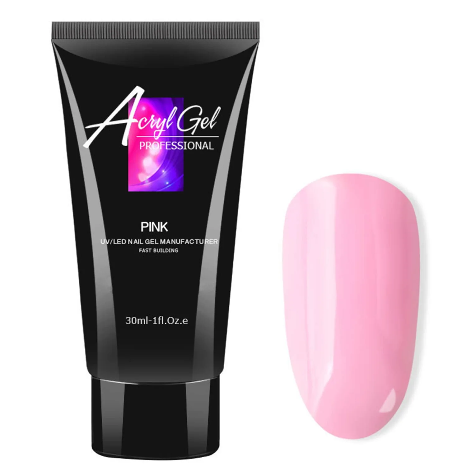 Nail Glue Gel for Acrylic Nails, 30ML Long Lasting Super Strong Bonding Gel Glue for False Nail & Press on Nails, Solid Gel Polish Nail Art Manicure Glue Gel Nail Repair Treatment, 3 Pink