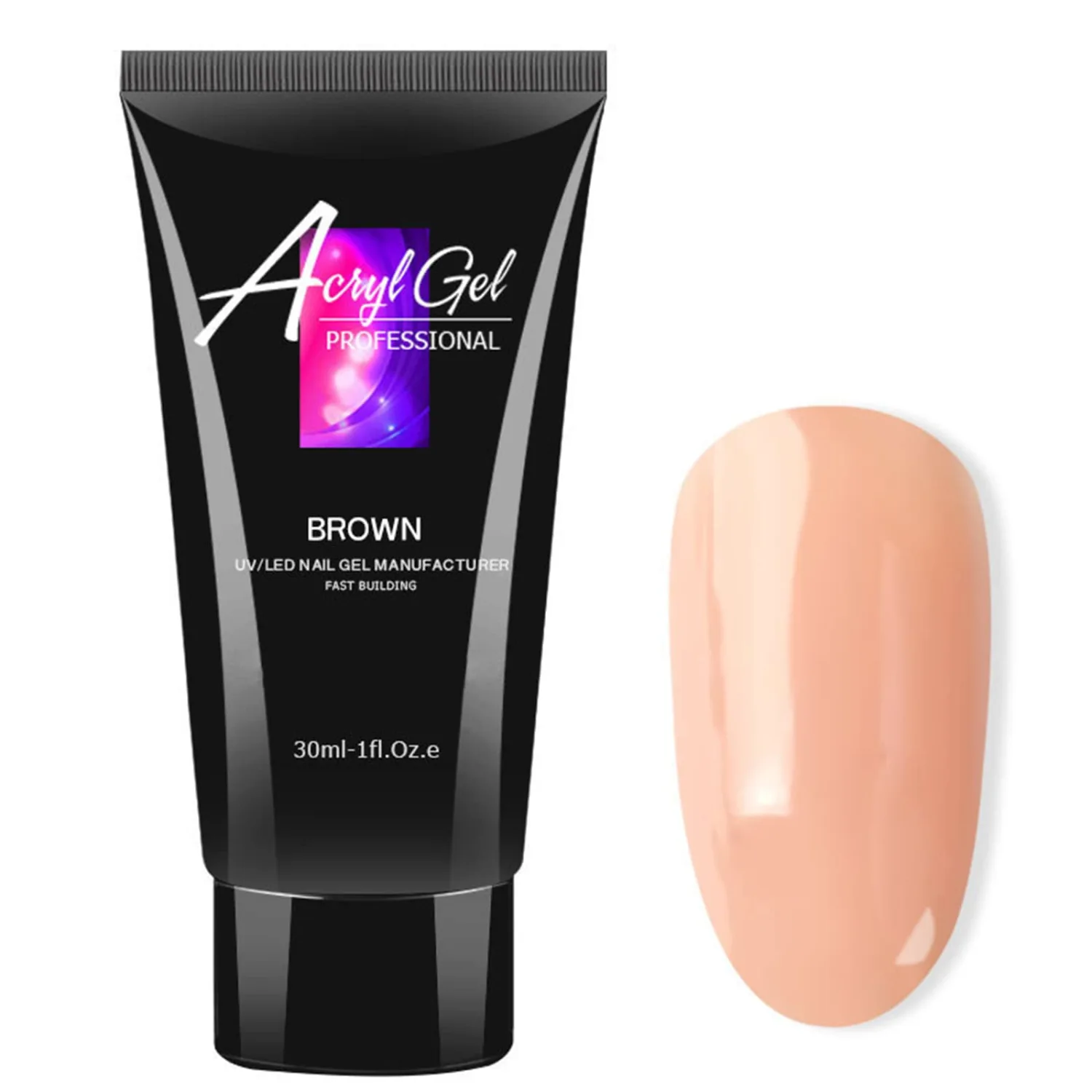 Nail Glue Gel for Acrylic Nails, 30ML Long Lasting Super Strong Bonding Gel Glue for False Nail & Press on Nails, Solid Gel Polish Nail Art Manicure Glue Gel Nail Repair Treatment, #6 Brown
