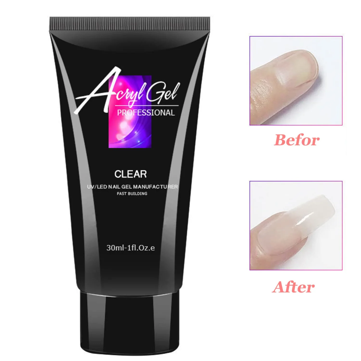 Nail Glue Gel for Acrylic Nails, 30ML Long Lasting Super Strong Bonding Gel Glue for False Nail & Press on Nails, Solid Gel Polish Nail Art Manicure Glue Gel Nail Repair Treatment, #6 Brown
