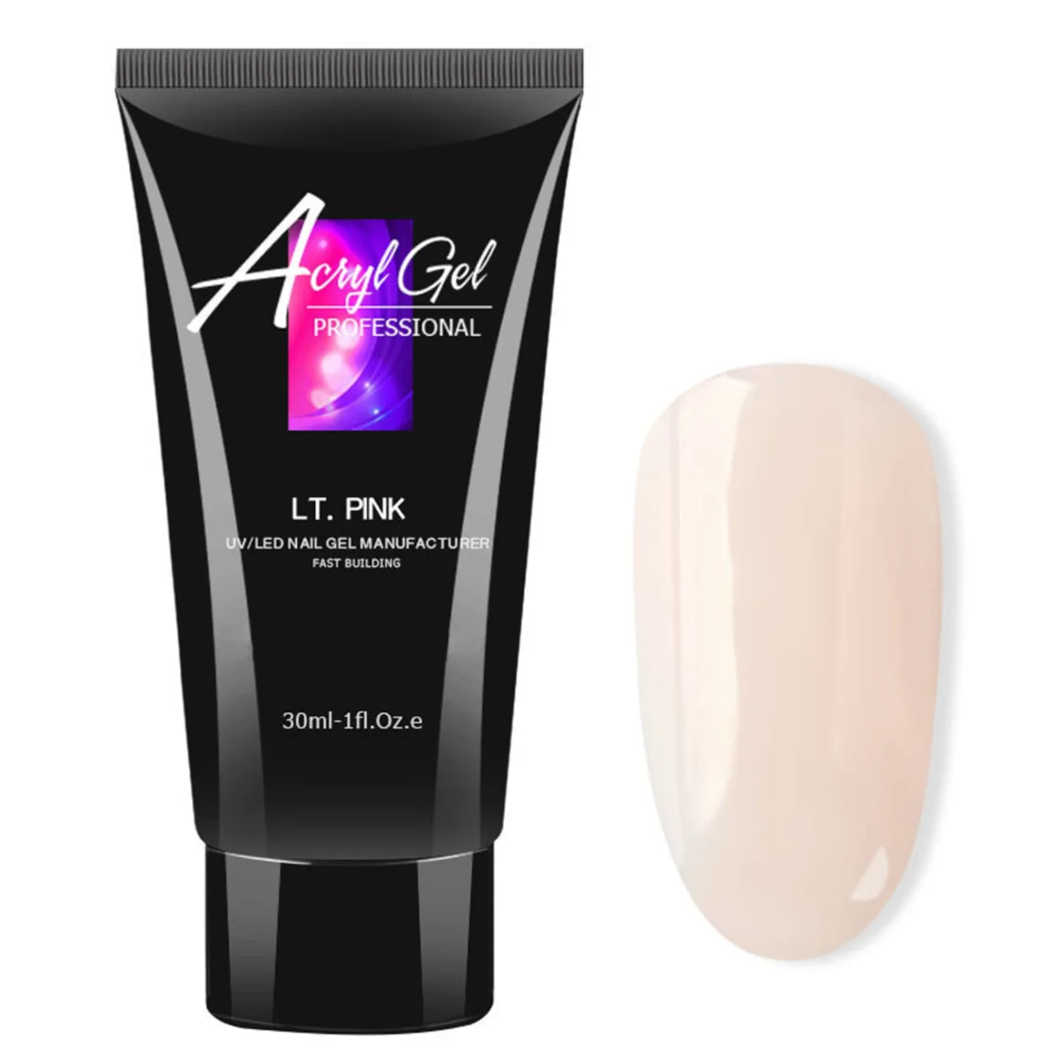 Nail Glue Gel for Acrylic Nails, 30ML Long Lasting Super Strong Bonding Gel Glue for False Nail & Press on Nails, Solid Gel Polish Nail Art Manicure Nail Repair Treatment, #9 LT. Pink