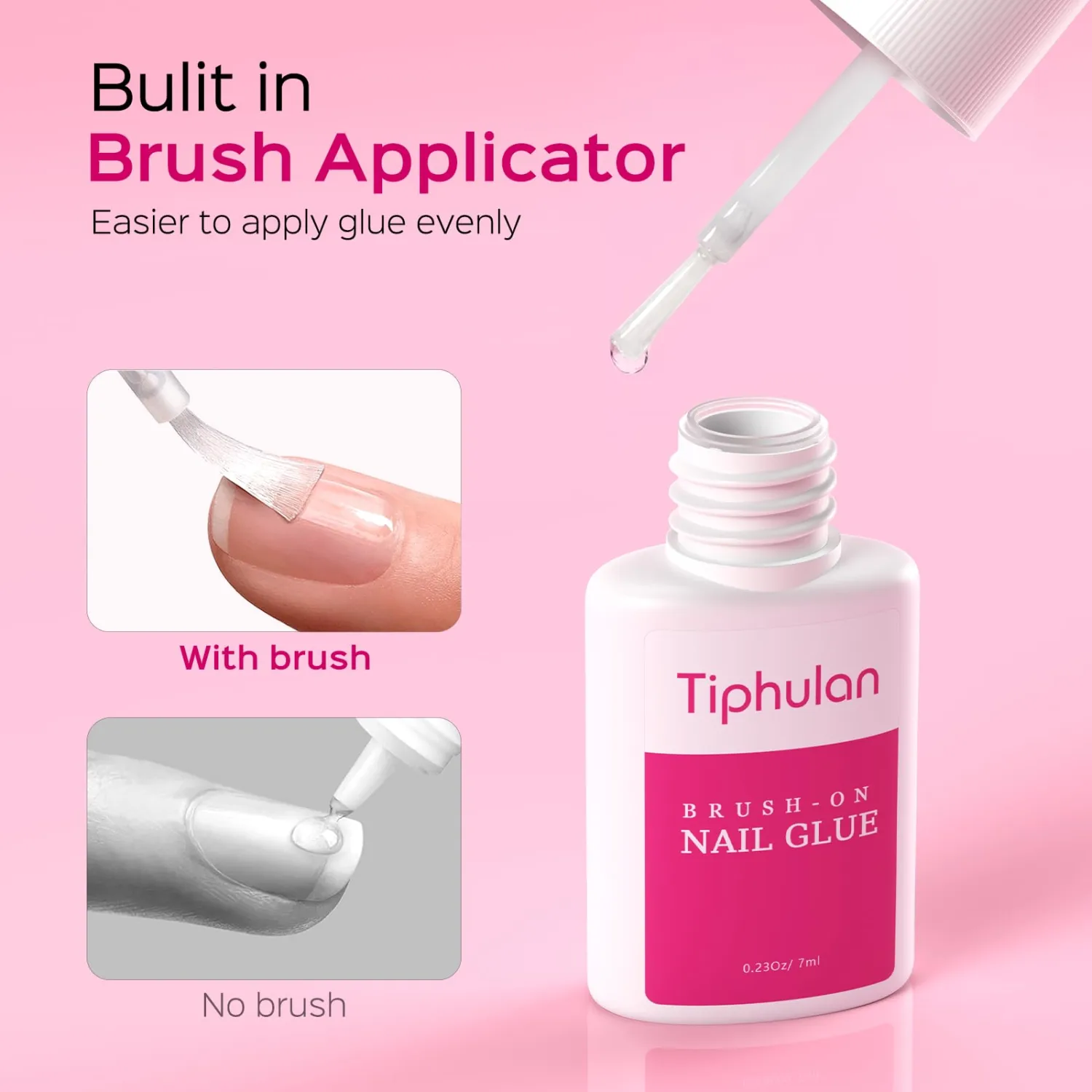 14ml Brush On Nail Glue for Press On, Acrylic Nails - Super Strong, Durable & Long-Lasting, Mess Free, Travel Friendly, 0.46 oz(2PCS)