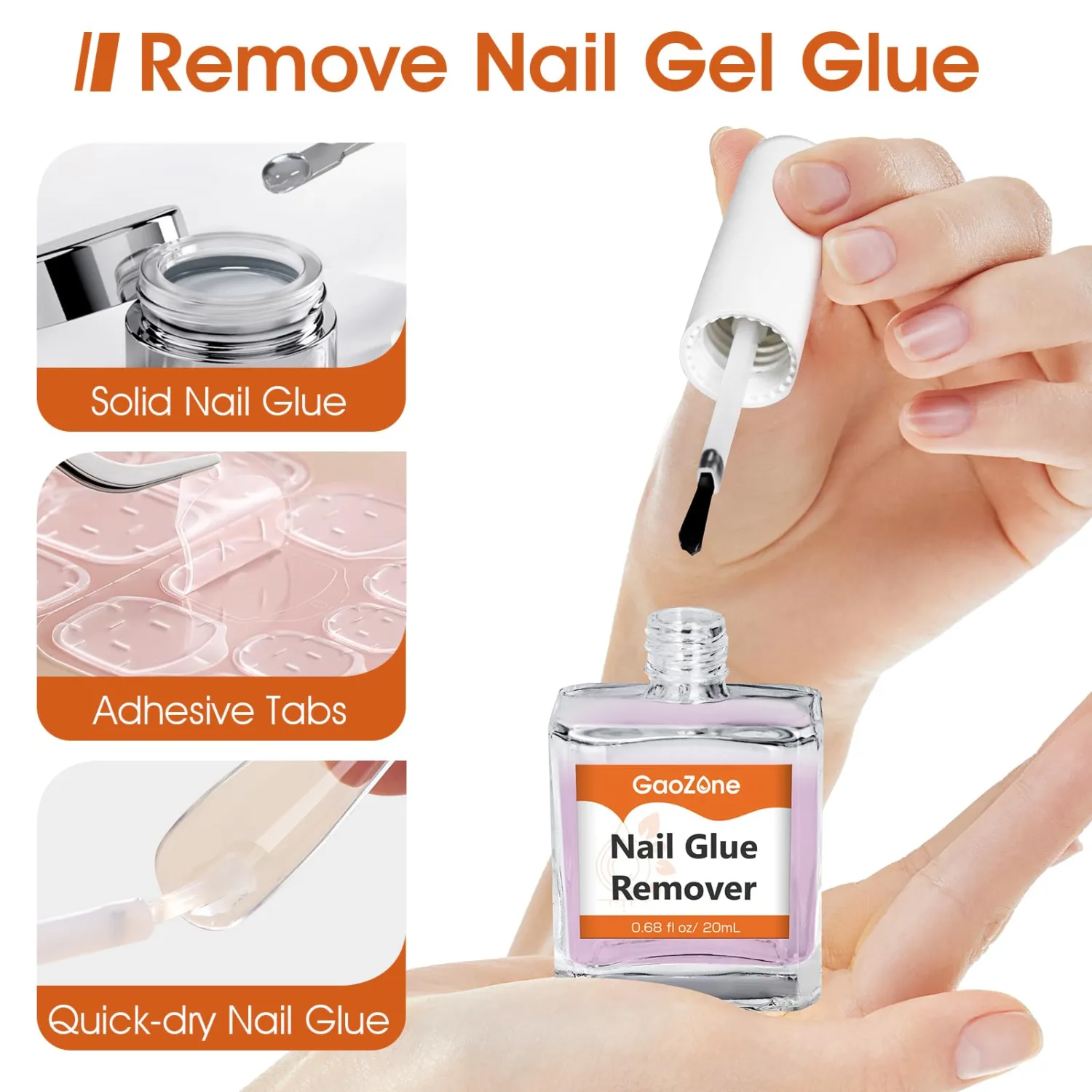 Nail Glue Remover for Press on Nails - 1.35 fl oz/ 40 ml Easy Removal Debonder for Glue on Nail Tips