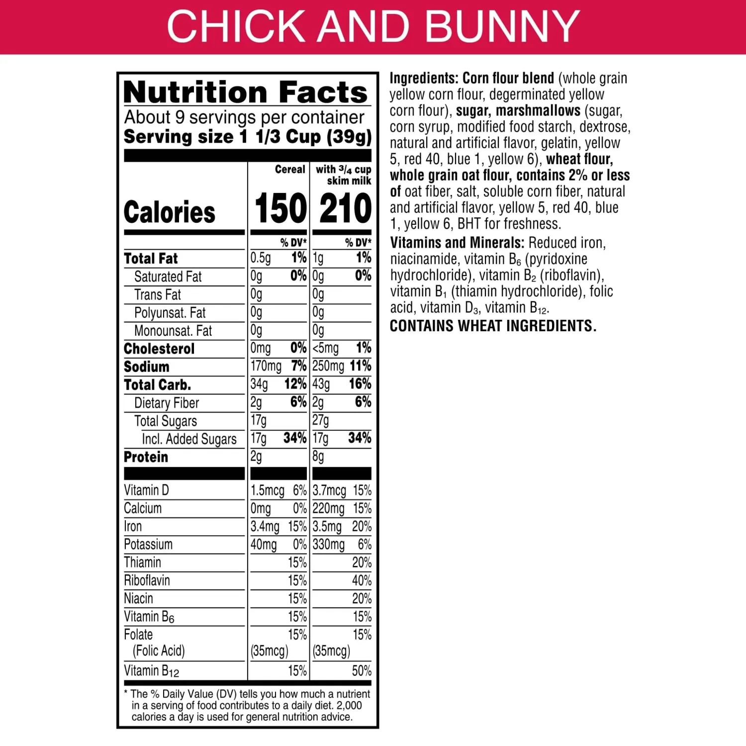 Kellogg's Peeps Breakfast Cereal, Easter Snacks, Family Breakfast, Large Size, Original with Marshmallows, 13oz Box (1 Box)