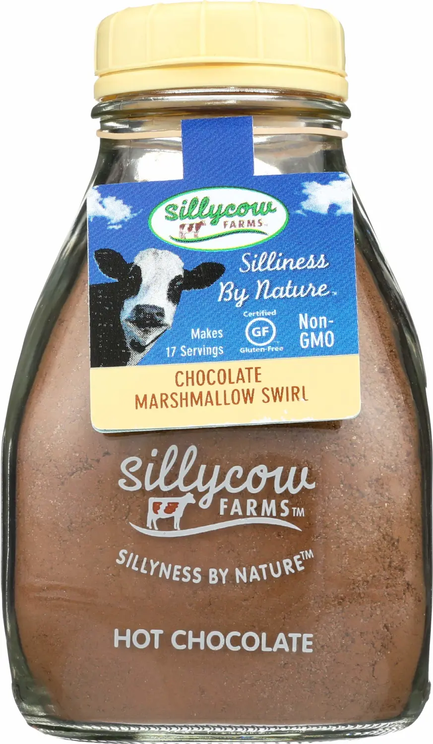 Silly Cow Farms Marshmallow Swirl Hot Chocolate | Gluten-Free | Non-GMO | Hot Cocoa Mix with Dutch Processed Cocoa Powder | Made with Real Ingredients, 16.9 oz Glass Bottle (Pack of 1)