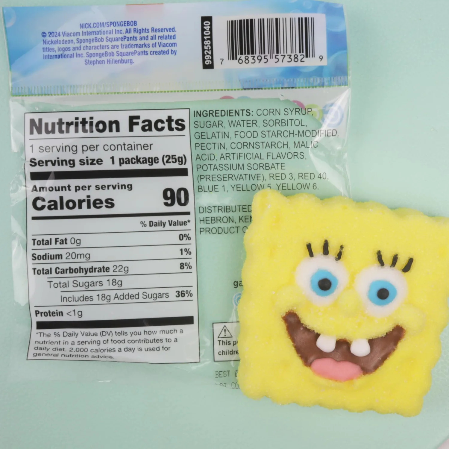 SpongeBob SquarePants Candy, Giant Sugar Coated Marshmallows, Individually Wrapped Easter Basket Stuffers, 4 Count Box