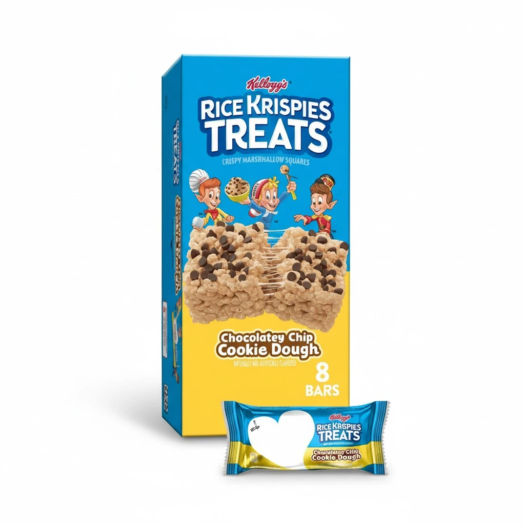 Rice Krispies Treats Marshmallow Snack Bars, Lunch Snacks, Kids Snacks, Chocolatey Chip Cookie Dough, 6.2oz Box (8 Bars)