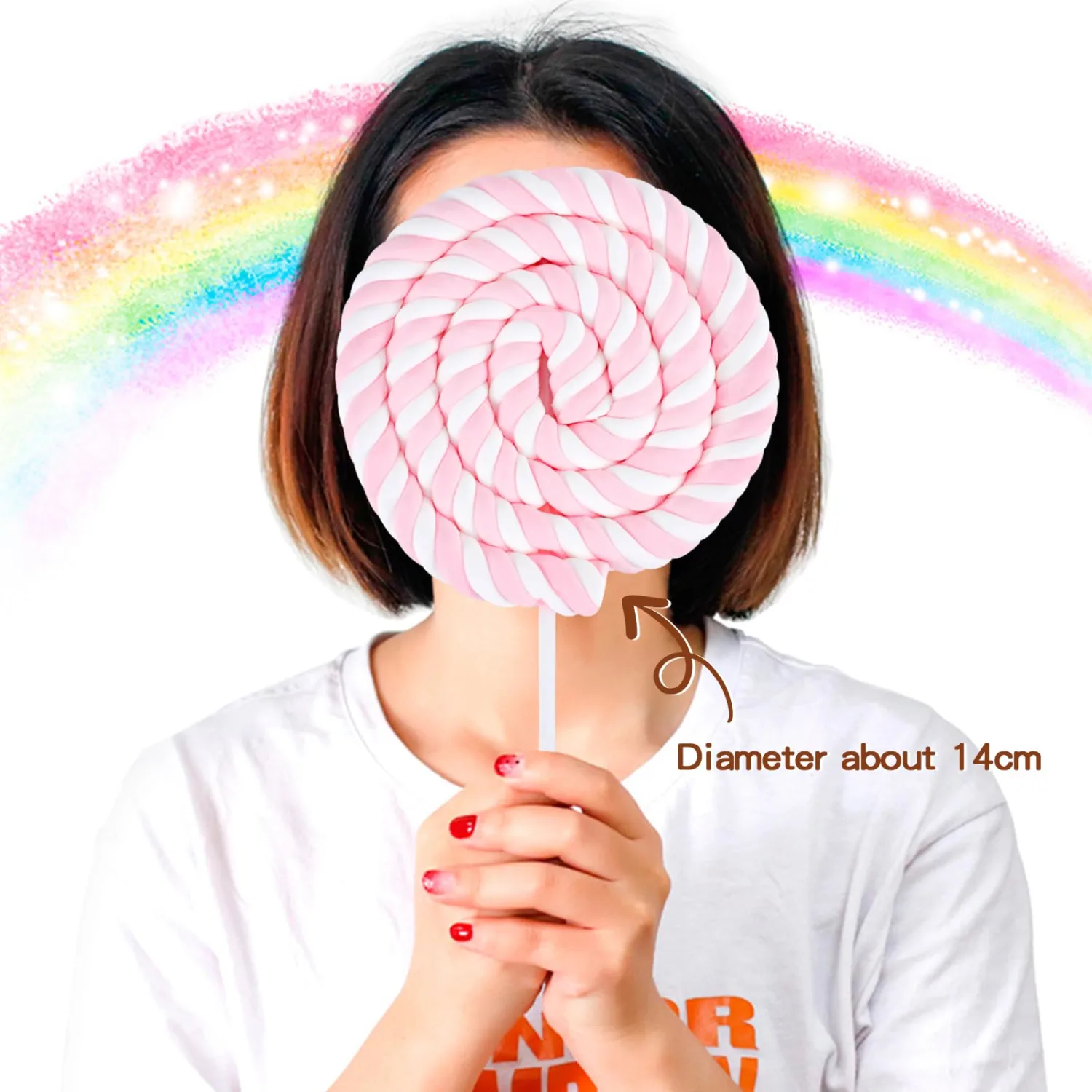 SWOOT 2pcs Large Marshmallow, Rolled Flower Style, Pink and white marshmallow rolls,Ideal Giant Marshmallow for Christmas