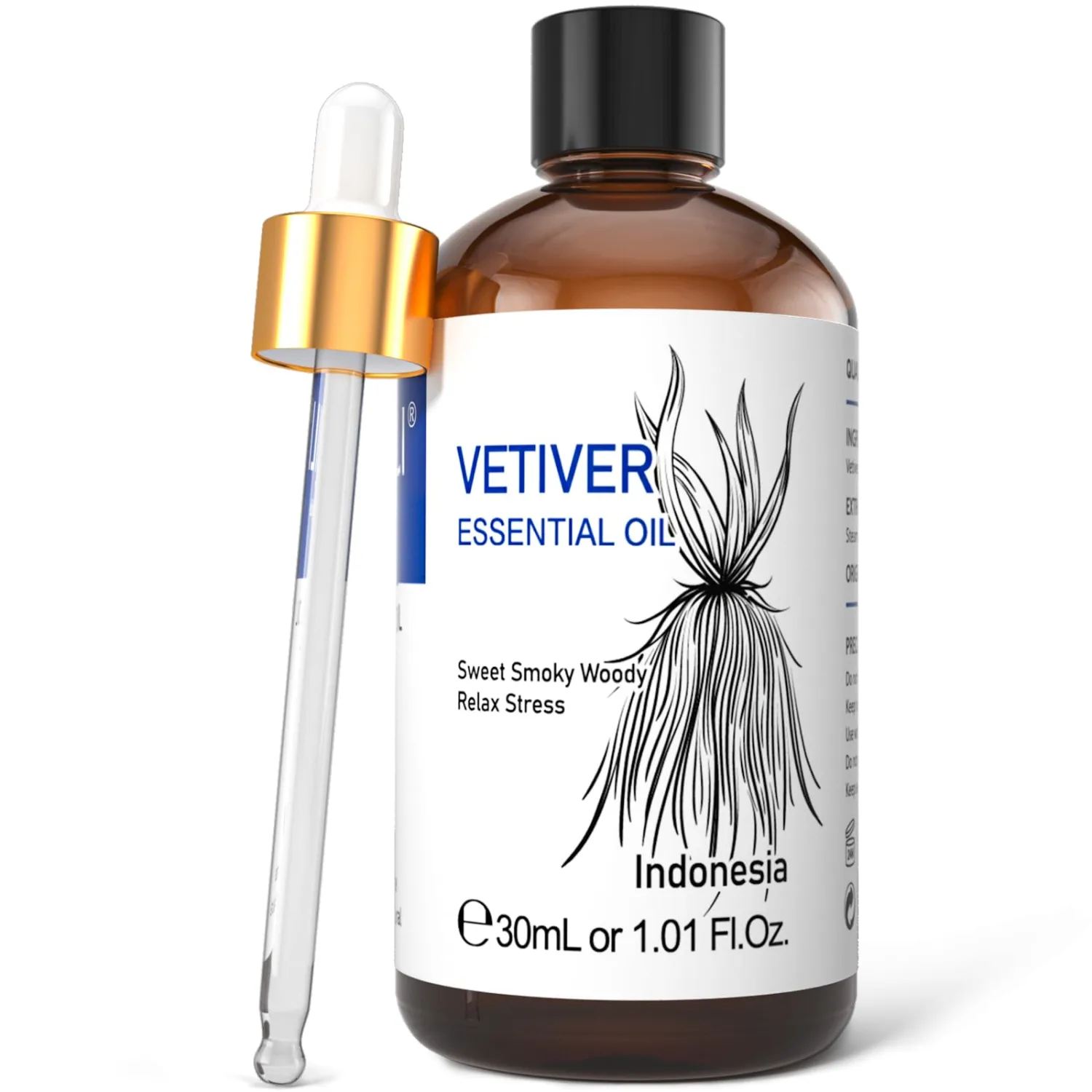 HIQILI 1 Fl Oz Vetiver Essential Oil, 100% Pure Natural for Skin, Candle Making - 30ml