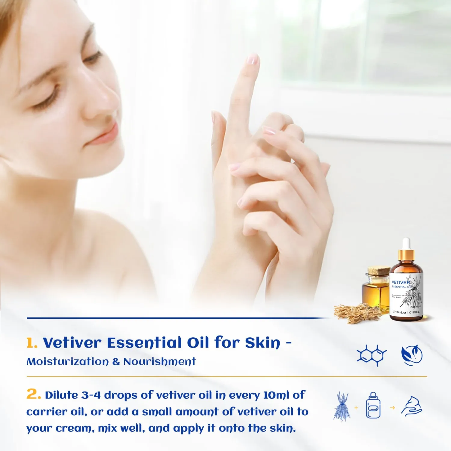 HIQILI 1 Fl Oz Vetiver Essential Oil, 100% Pure Natural for Skin, Candle Making - 30ml