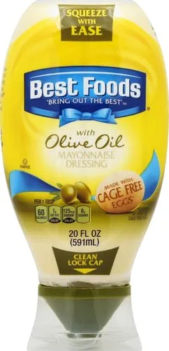 Best Foods Mayonnaise Dressing Olive Oil Mayo Squeeze Condiment for Simple Meals Rich in Omega 3-ALA 20 oz