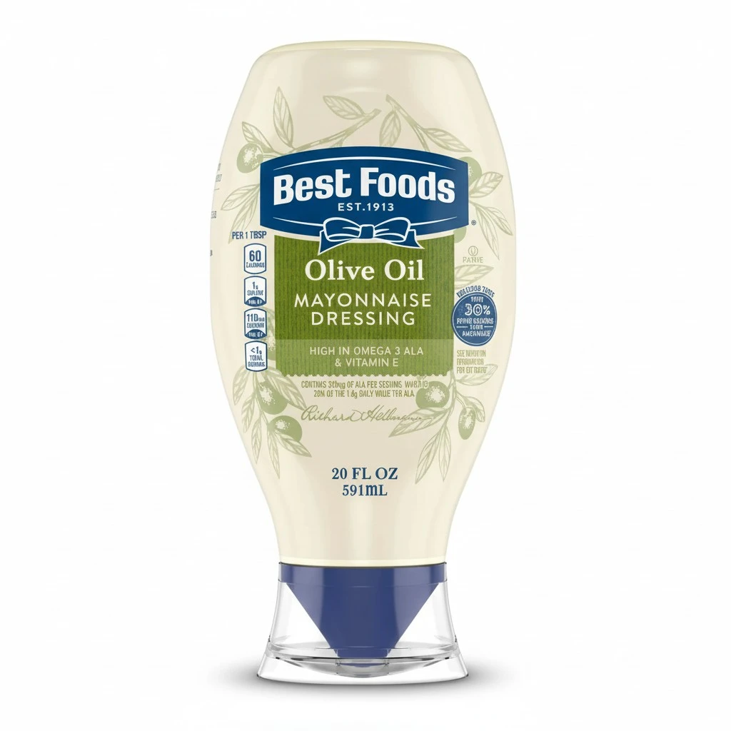 Best Foods Mayonnaise Dressing Olive Oil Mayo Squeeze Condiment for Simple Meals Rich in Omega 3-ALA 20 oz