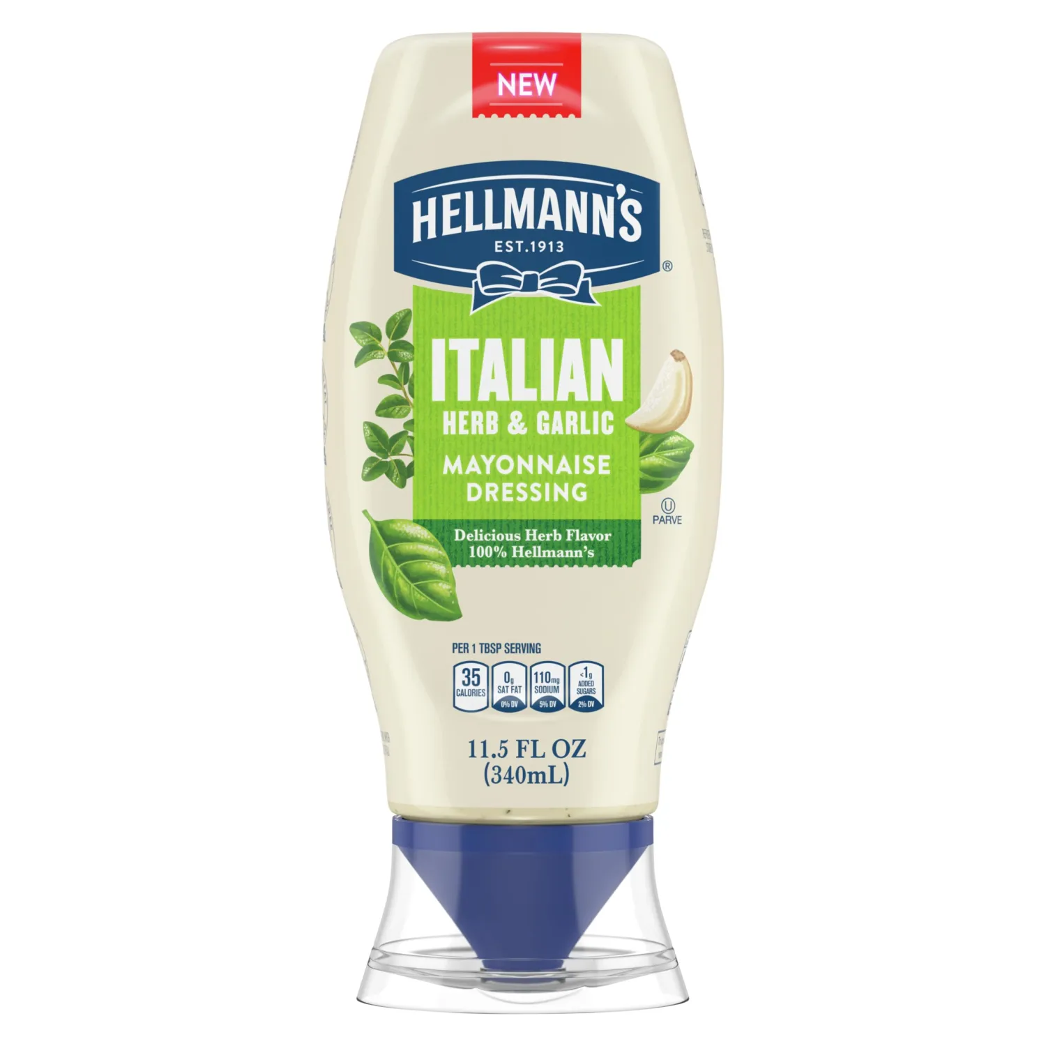 Hellmann's Mayonnaise Dressing Italian Herb & Garlic for a Deliciously Creamy Condiment, with Real Ingredients & No Artificial Flavors, 11.5 oz