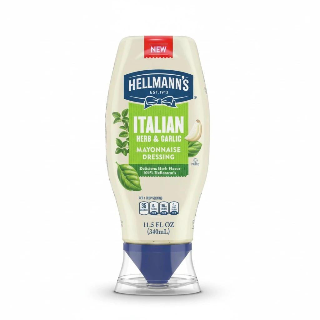 Hellmann's Mayonnaise Dressing Italian Herb & Garlic for a Deliciously Creamy Condiment, with Real Ingredients & No Artificial Flavors, 11.5 oz