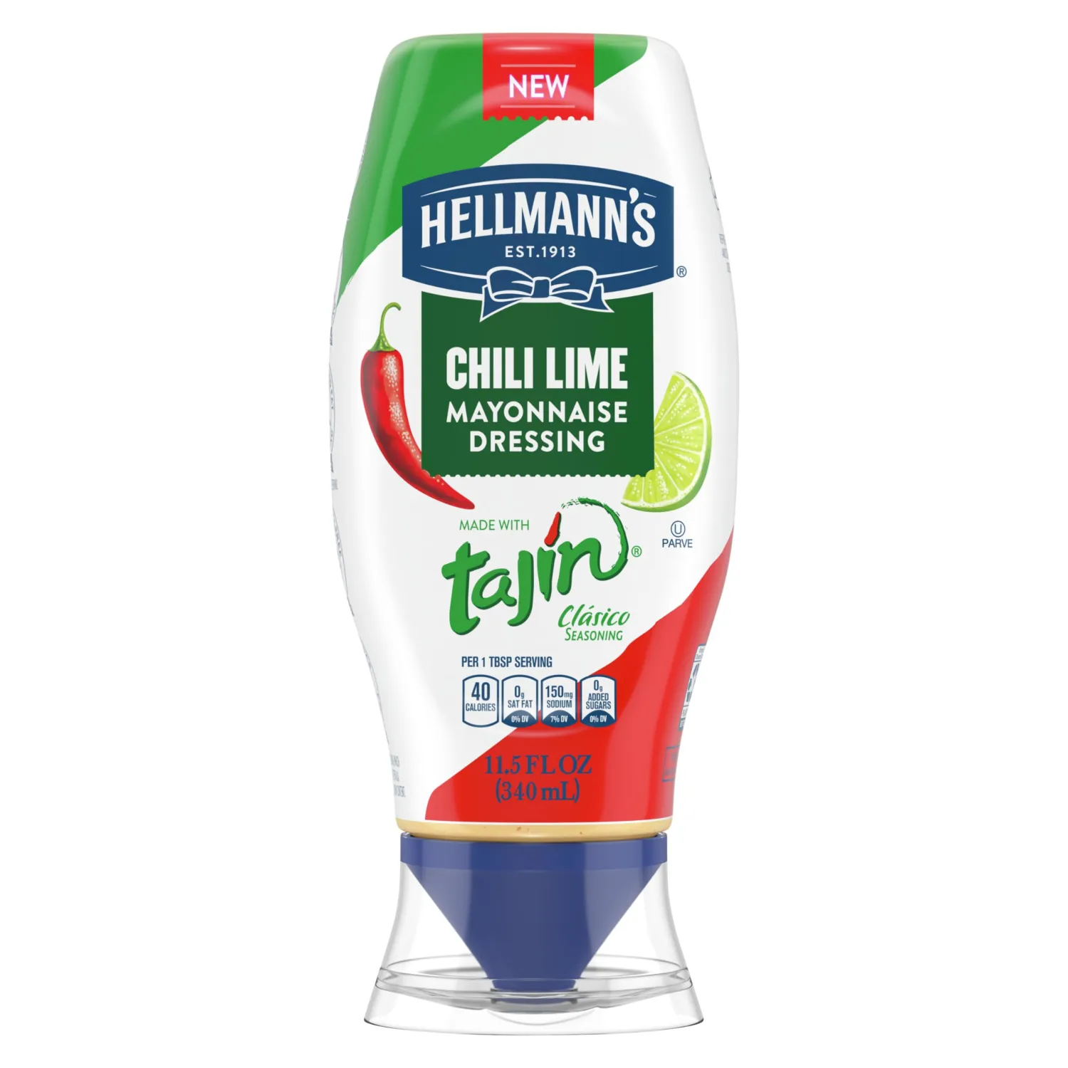 Hellmann's Mayonnaise Dressing Chili Lime for Grilled Corn, Tacos, Grain Bowls & More, with Tajín Clásico Seasoning, Real Ingredients & No Artificial Flavors, 11.5 oz