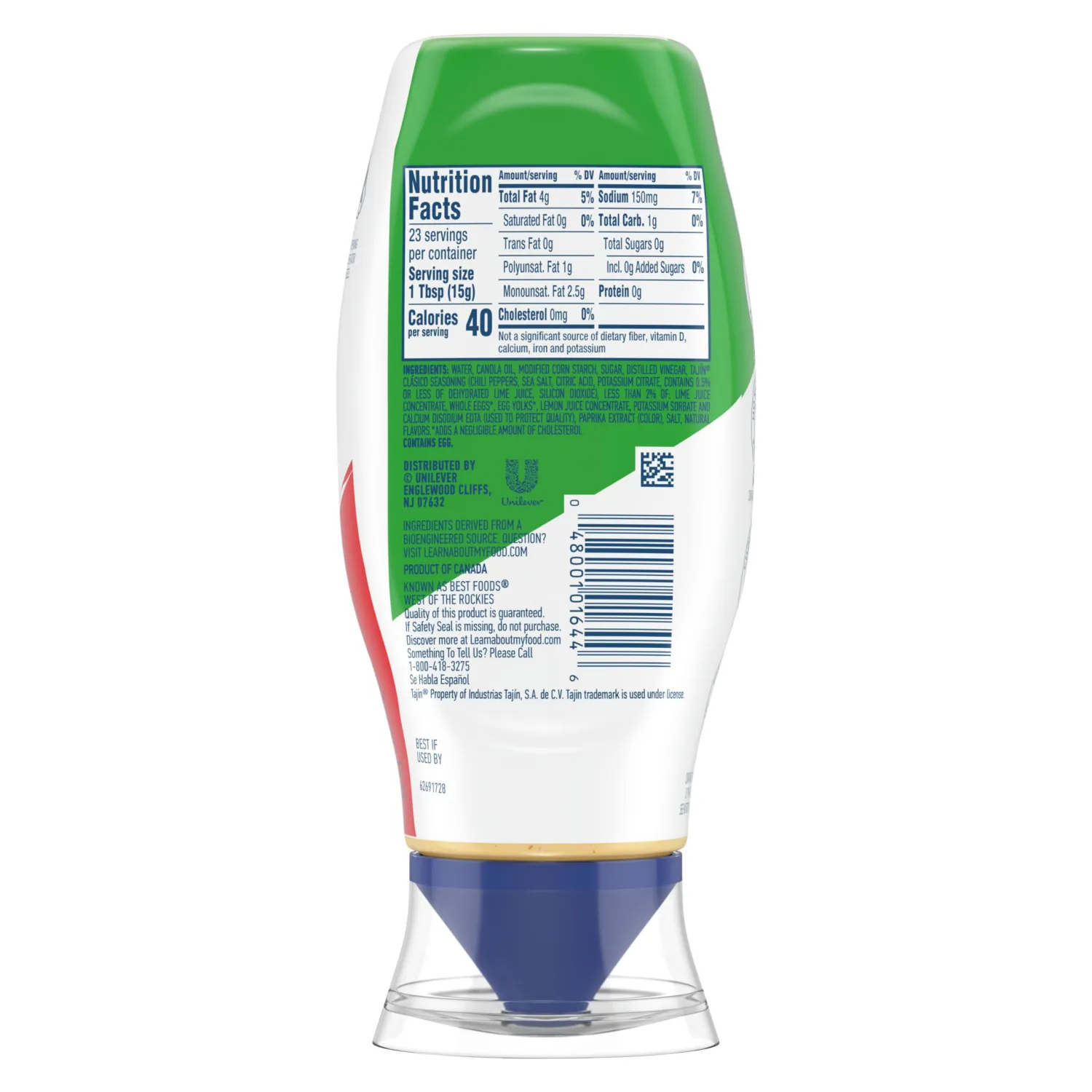 Hellmann's Mayonnaise Dressing Chili Lime for Grilled Corn, Tacos, Grain Bowls & More, with Tajín Clásico Seasoning, Real Ingredients & No Artificial Flavors, 11.5 oz