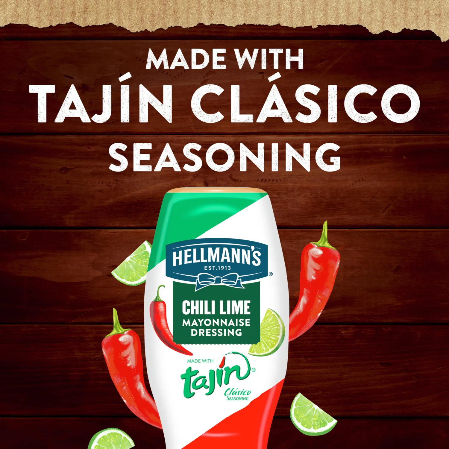 Hellmann's Mayonnaise Dressing Chili Lime for Grilled Corn, Tacos, Grain Bowls & More, with Tajín Clásico Seasoning, Real Ingredients & No Artificial Flavors, 11.5 oz