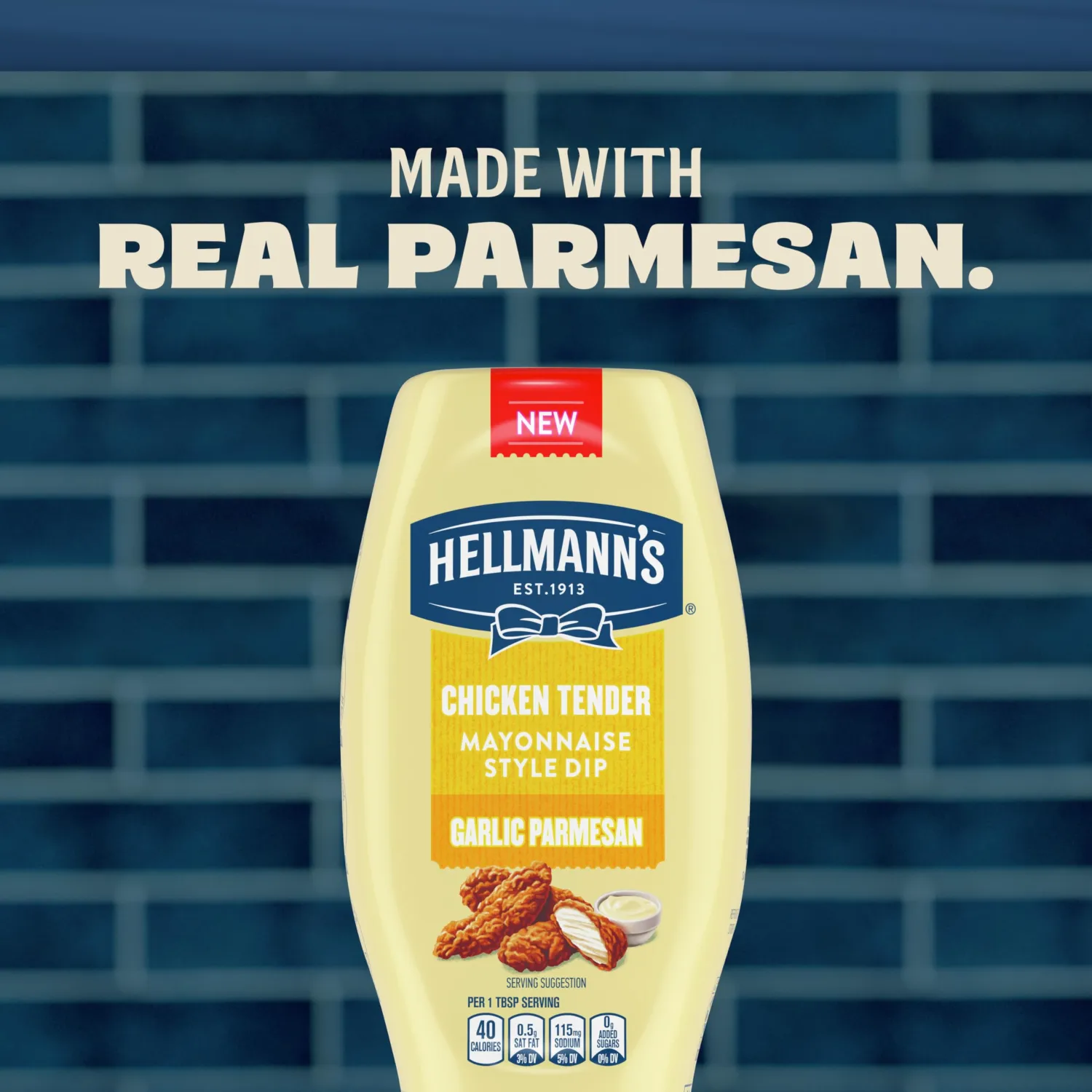 Hellmann's Garlic Parmesan Chicken Tender Mayonnaise Style Dip Garlic Parmesan Delicious Flavor No Artificial Flavors 11.5 Fl Oz