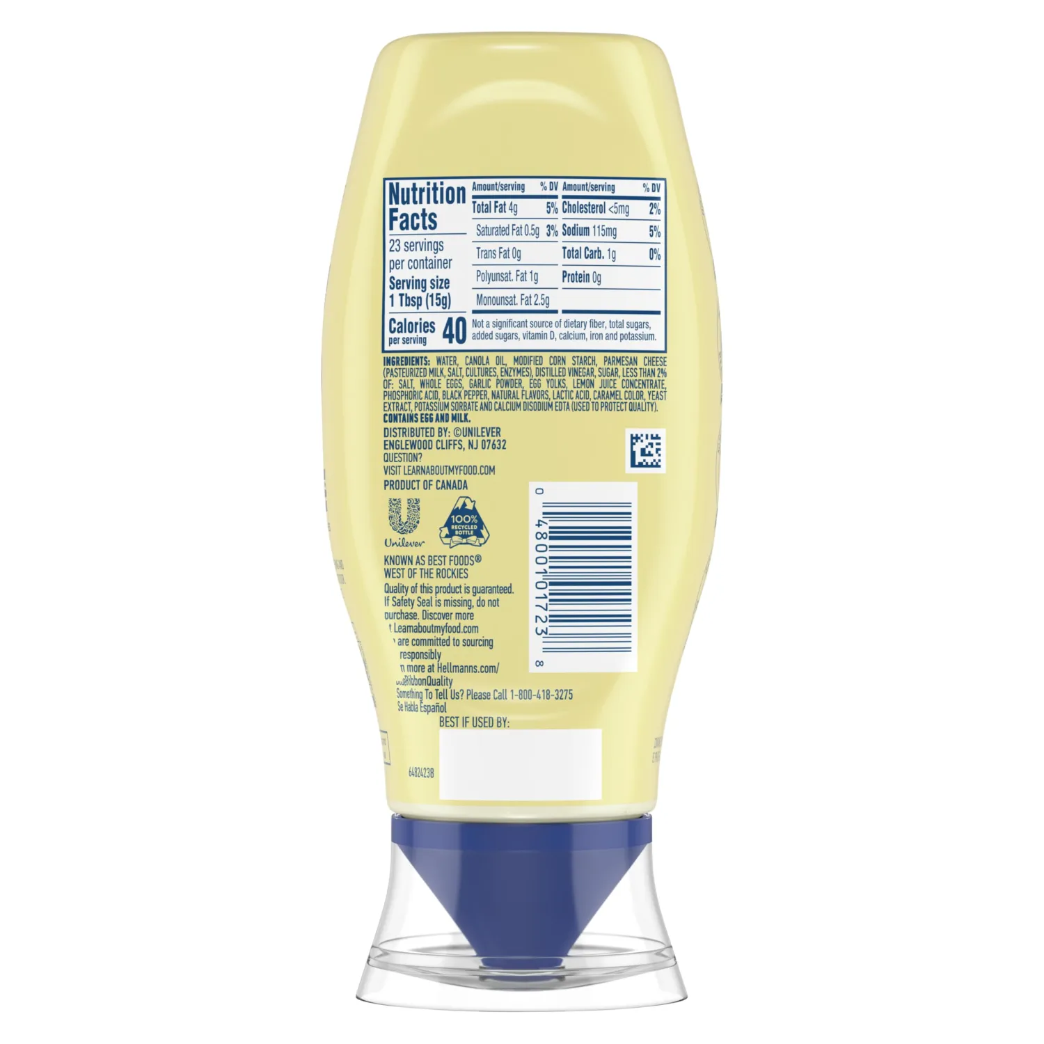 Hellmann's Garlic Parmesan Chicken Tender Mayonnaise Style Dip Garlic Parmesan Delicious Flavor No Artificial Flavors 11.5 Fl Oz