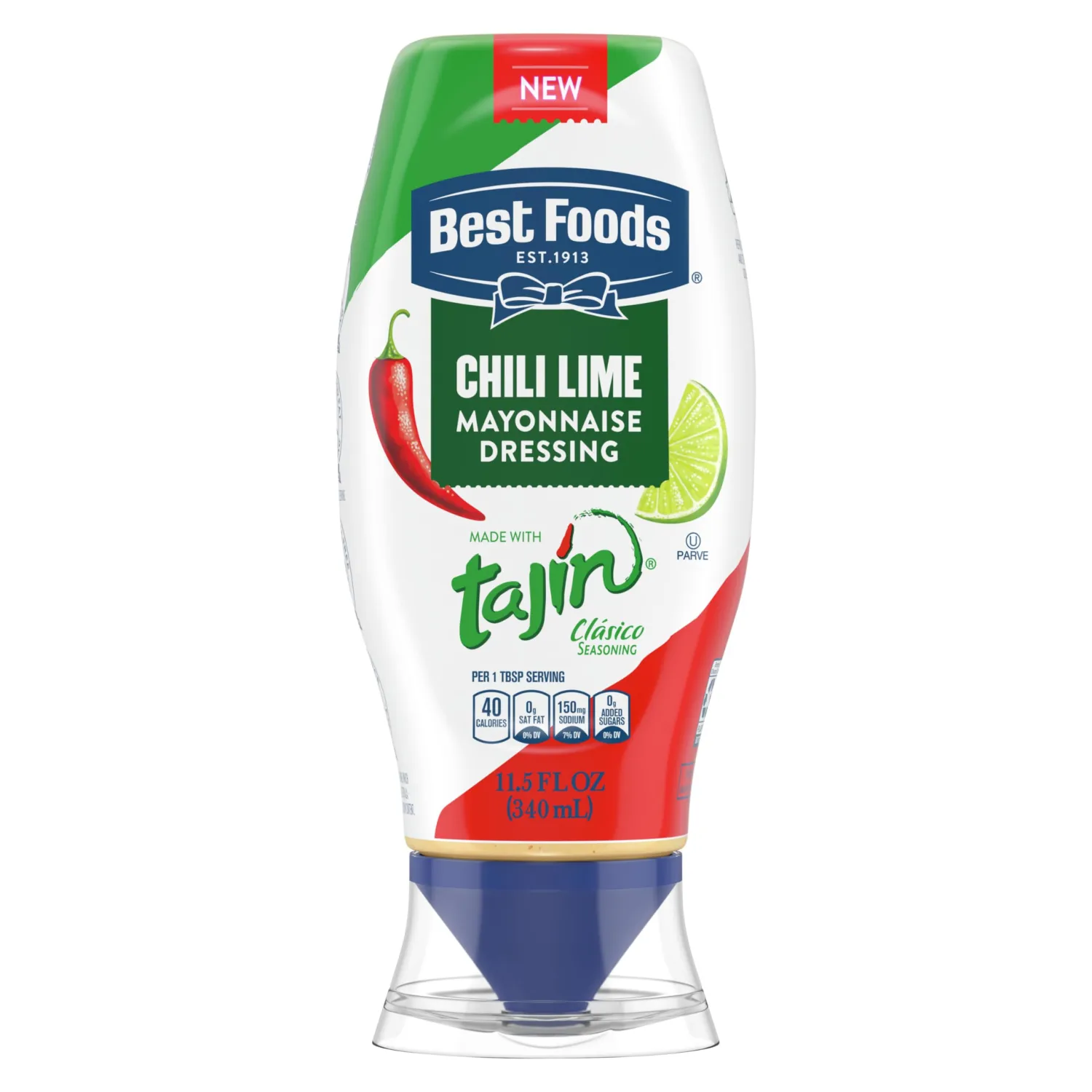 Best Foods Mayonnaise Dressing Chili Lime for Grilled Corn, Tacos, Grain Bowls & More, with Tajín Clásico Seasoning, Real Ingredients & No Artificial Flavors, 11.5 oz