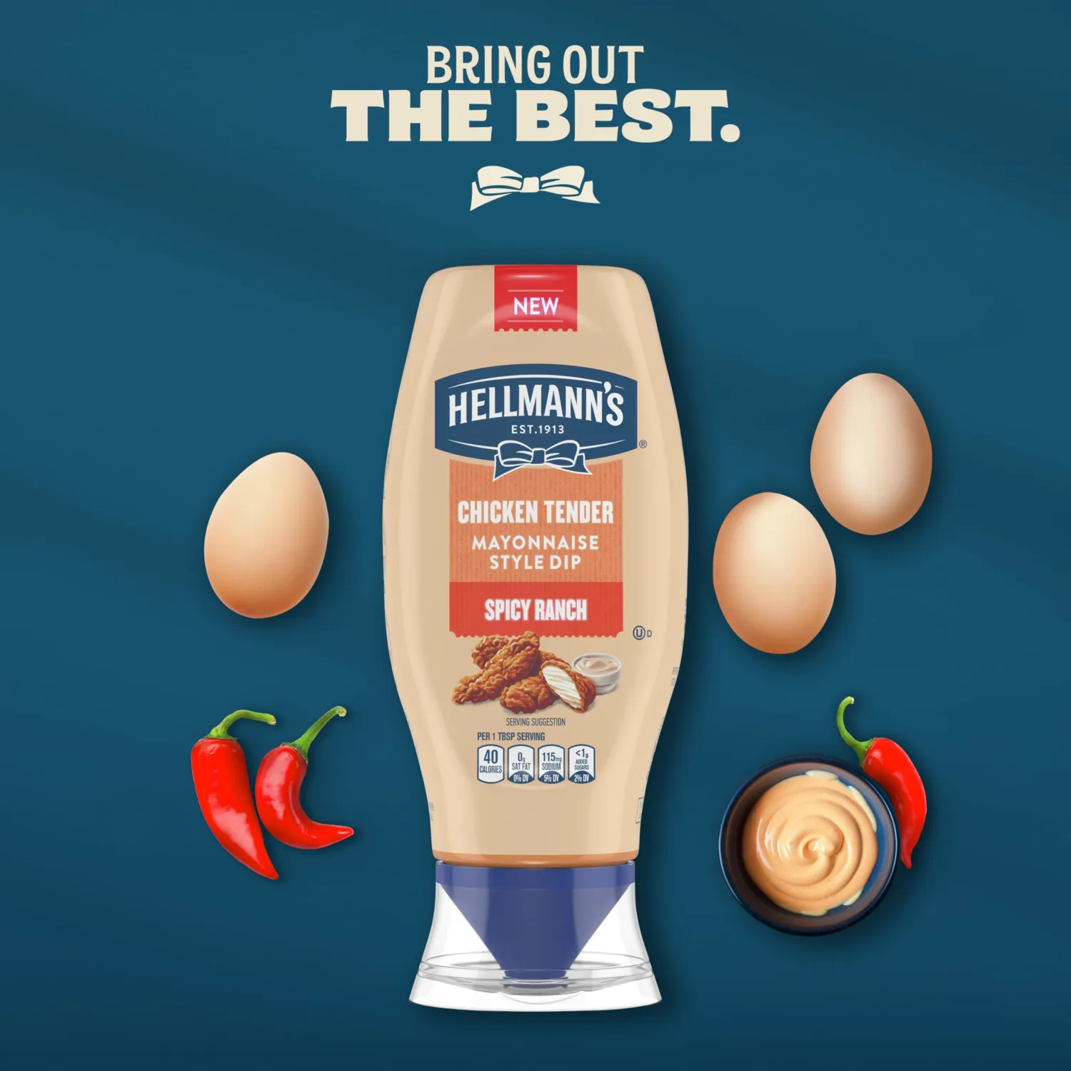 Hellmann's Spicy Ranch Chicken Tender Mayonnaise Style Dip Spicy Ranch Delicious Flavor No Artificial Flavors 11.5 Fl Oz