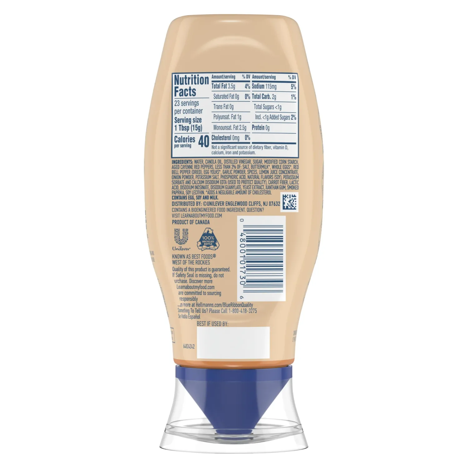 Hellmann's Spicy Ranch Chicken Tender Mayonnaise Style Dip Spicy Ranch Delicious Flavor No Artificial Flavors 11.5 Fl Oz