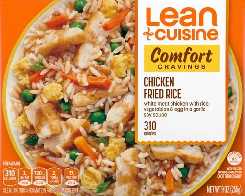 Lean Cuisine Frozen Meal Chicken Fried Rice, Comfort Cravings Microwave Meal, Frozen Chicken Dinner with Rice, Frozen Dinner for One