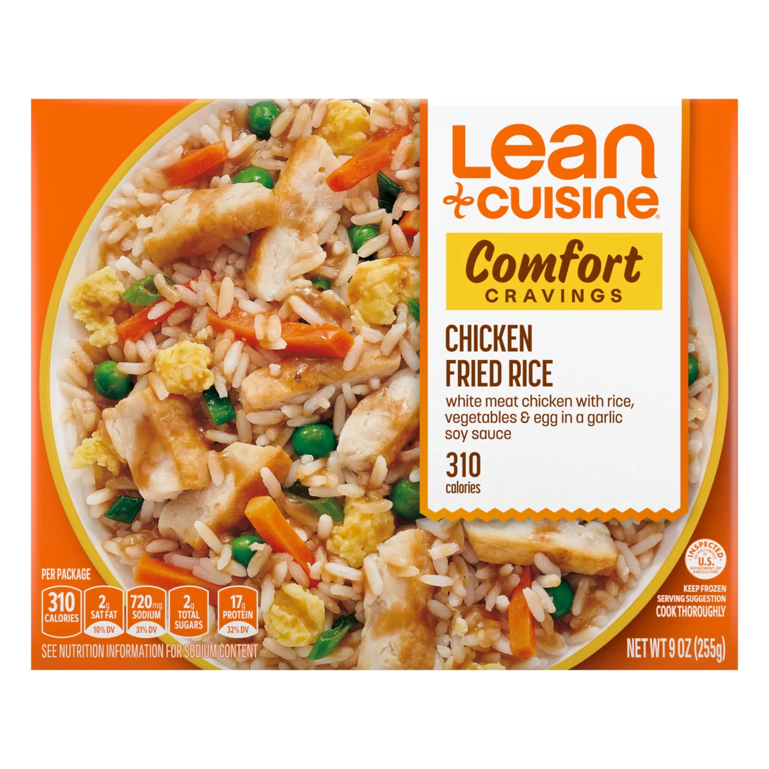 Lean Cuisine Frozen Meal Chicken Fried Rice, Comfort Cravings Microwave Meal, Frozen Chicken Dinner with Rice, Frozen Dinner for One