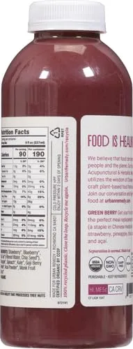 Urban Remedy, Beverage Meal Green Berry, 16 Fl Oz