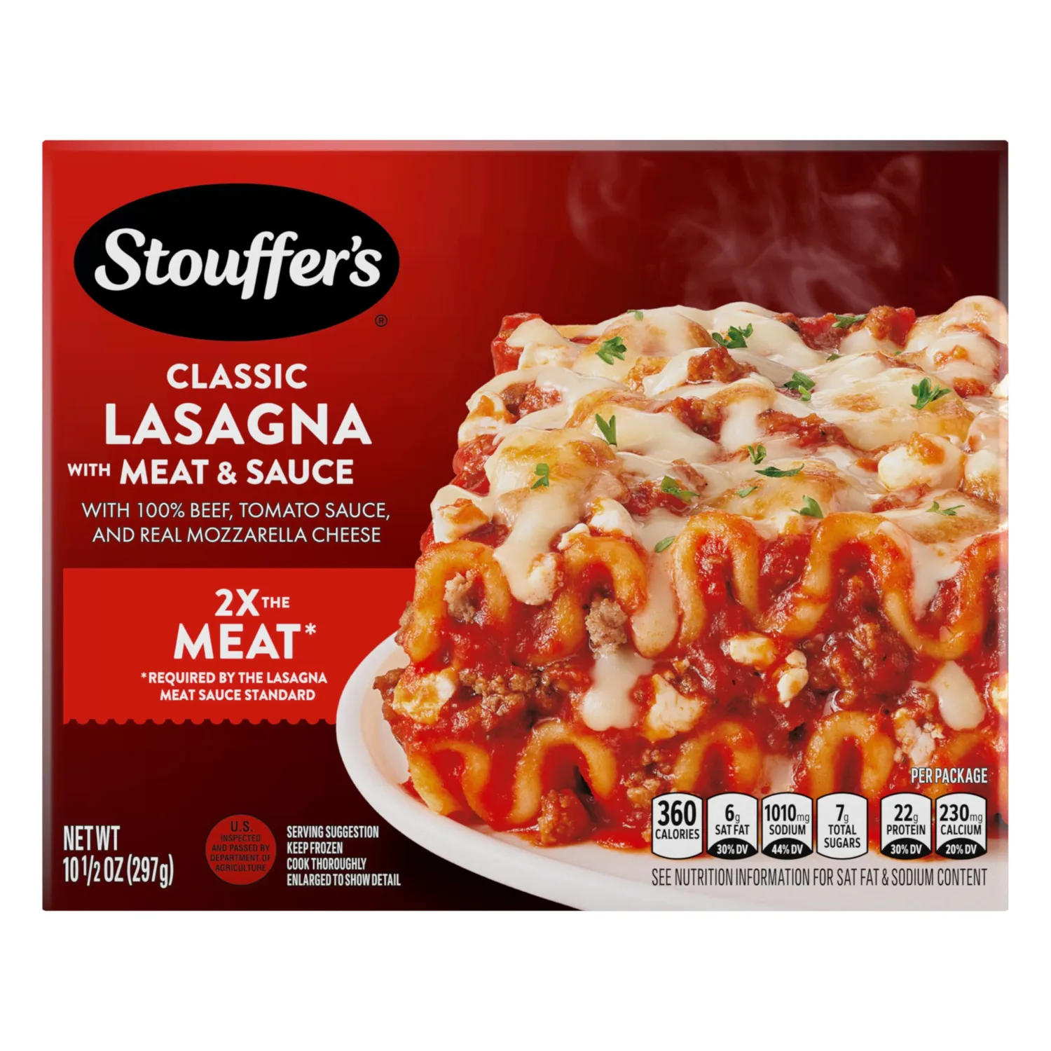 Stouffer’s Classic Lasagna with Meat and Sauce, Single Serve, Microwave or Oven Ready Lasagna, Frozen Entrees for One, Easy Frozen Dinners