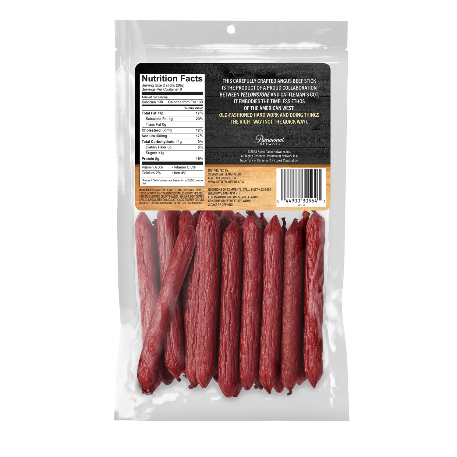 Yellowstone by Cattleman's Cut Angus Beef Sticks, 8 Ounce