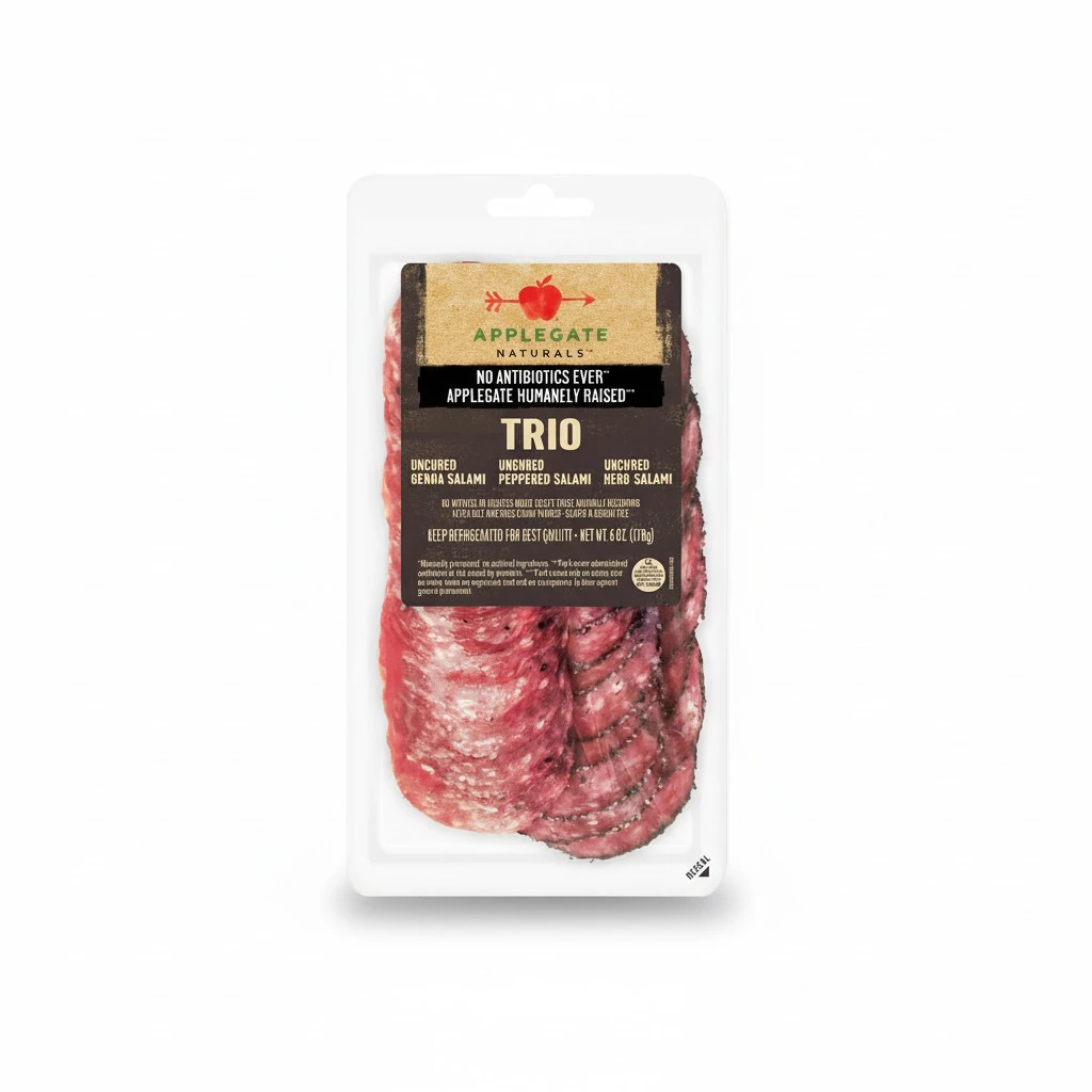 Applegate, Natural Uncured Genoa Salami Trio Sliced, 6oz
