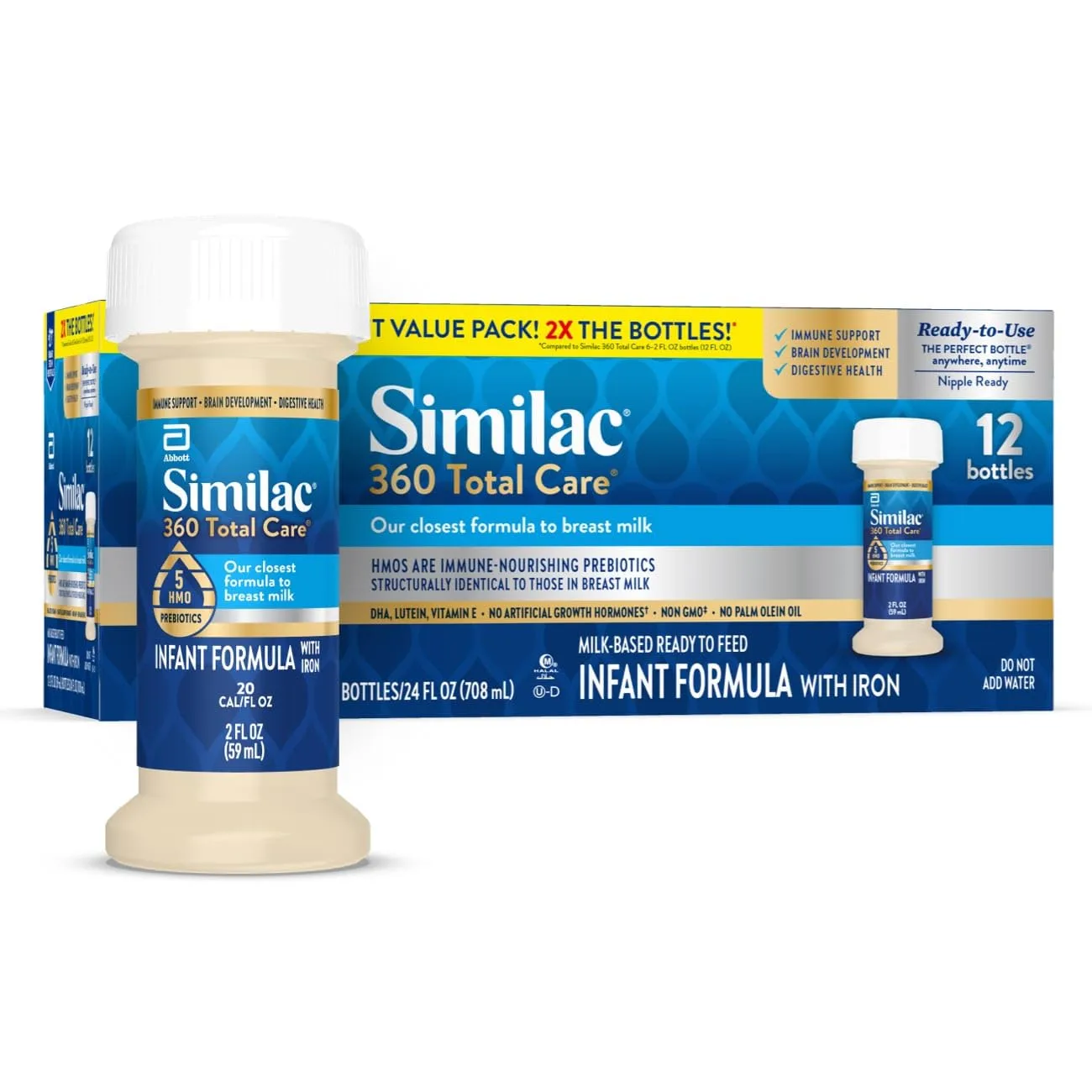 Similac 360 Total Care Infant Formula, 2-fl-oz Bottle, Pack of 12