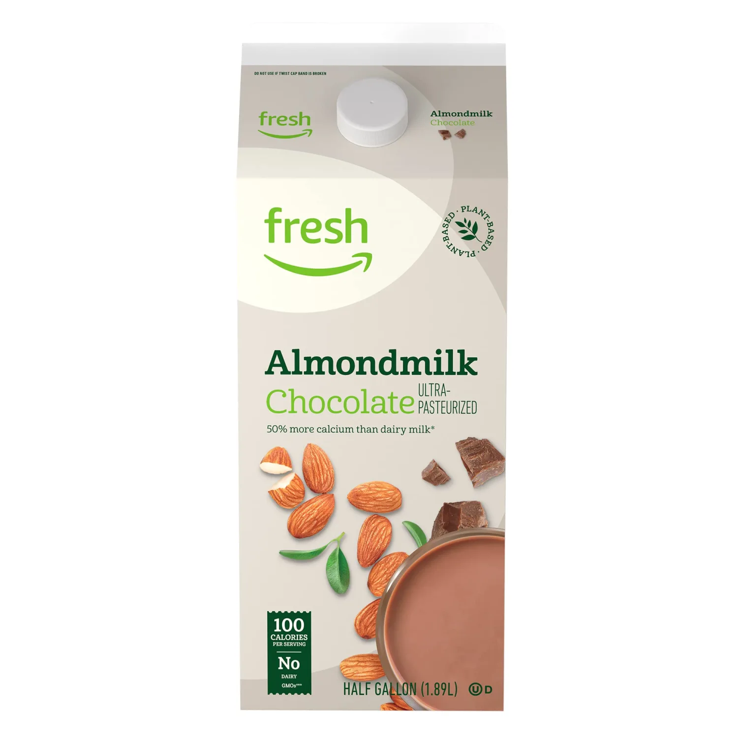 Amazon Fresh Brand, Chocolate Almondmilk, 64 Fl Oz (Previously Happy Belly)