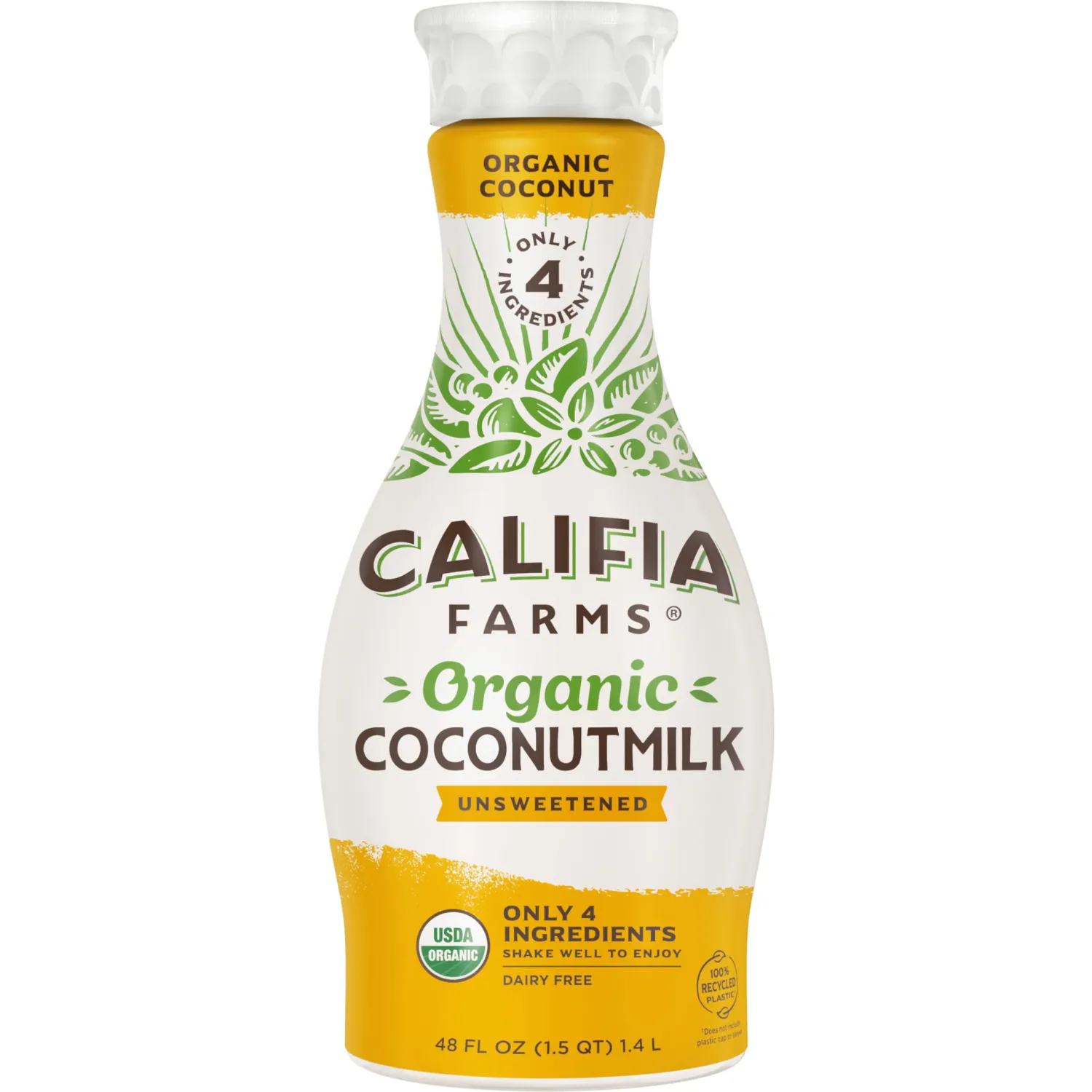 Califia Farms - Organic Unsweetened Coconutmilk, 48 Oz, Dairy Free, Vegan, Plant Based, Organic Milk, Non GMO, Low Calorie, USDA Organic