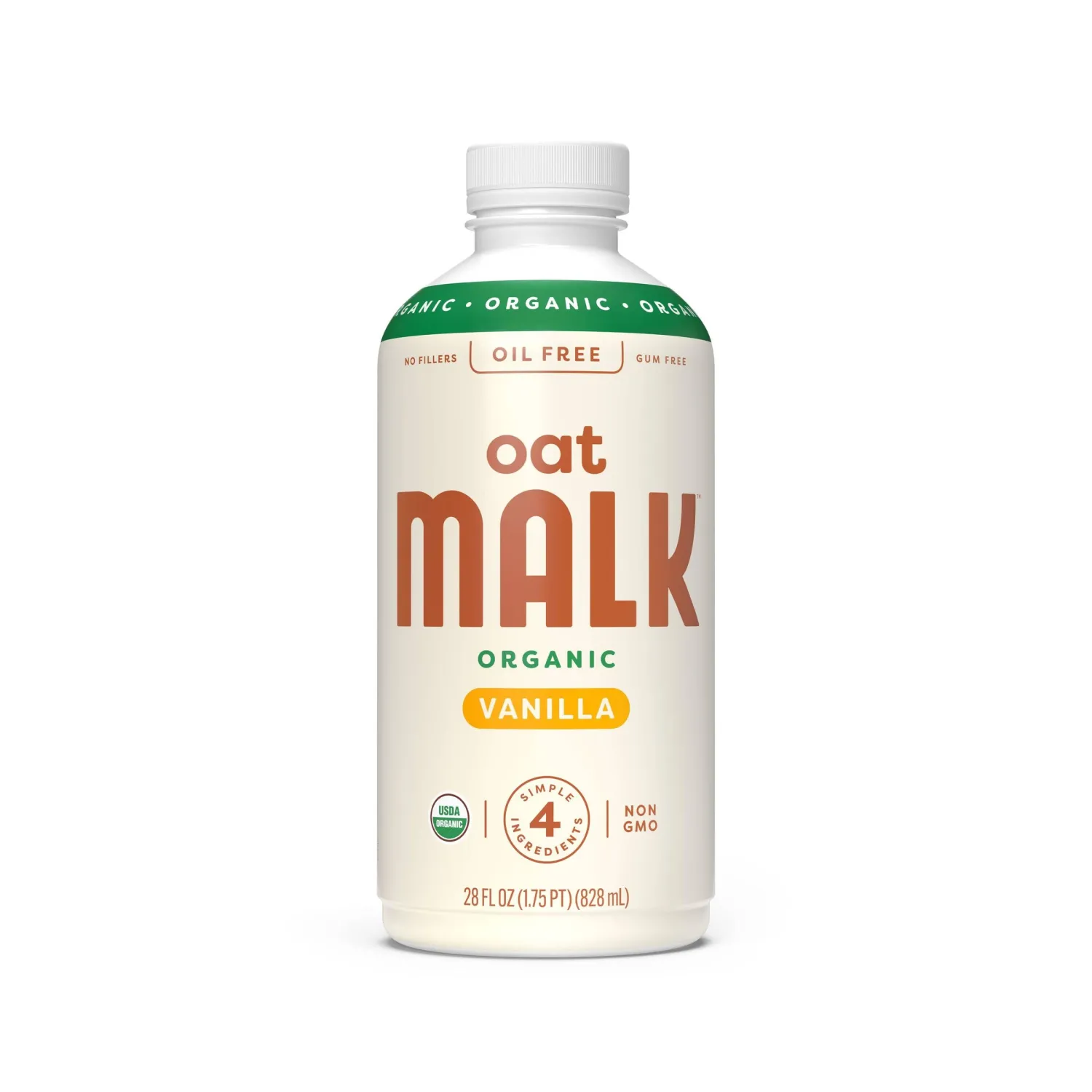 MALK Organic Vanilla Oat Milk 28 fl oz - Non GMO, Gluten Free, Dairy Free, Plant Based, Vegan