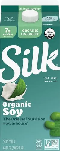 Silk, Organic Milk Substitute, Soy, Unsweetened, 64 Fl Oz