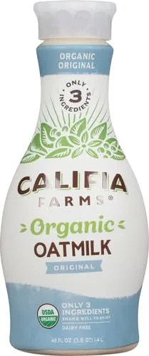 Califia Farms - Organic Original Oat Milk, 48 Oz, Dairy Free, Plant Based, Vegan, Non GMO, USDA Organic Milk
