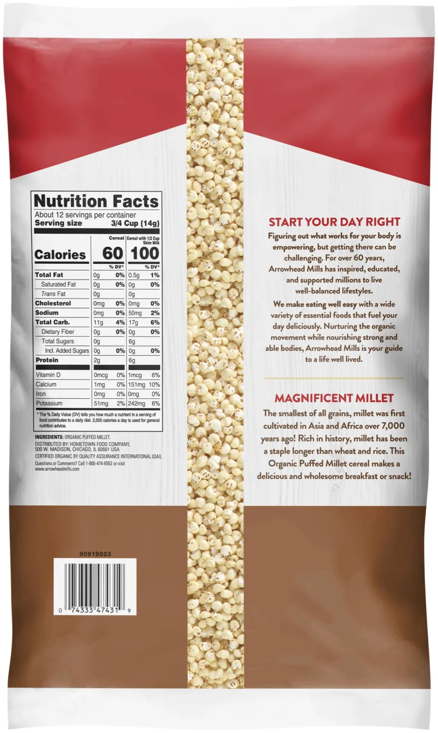 Arrowhead Mills Puffed Millet Cereal, 6 oz Bag