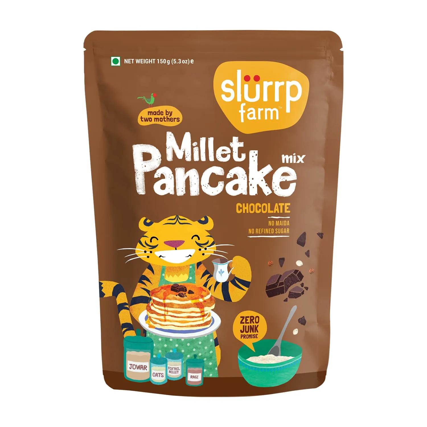 Slurrp Farm Instant No Maida Millet Pancake Mix | Chocolate, 150 G