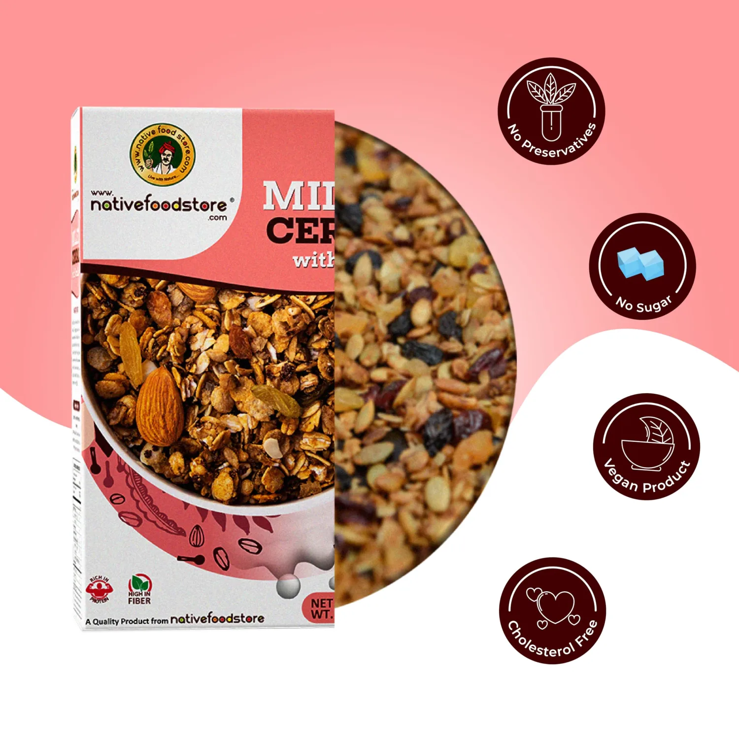 NativeFoodStore: Millet muesli with Vanilla, Naturally Cholesterol-free, 28.2 oz-pack of 2