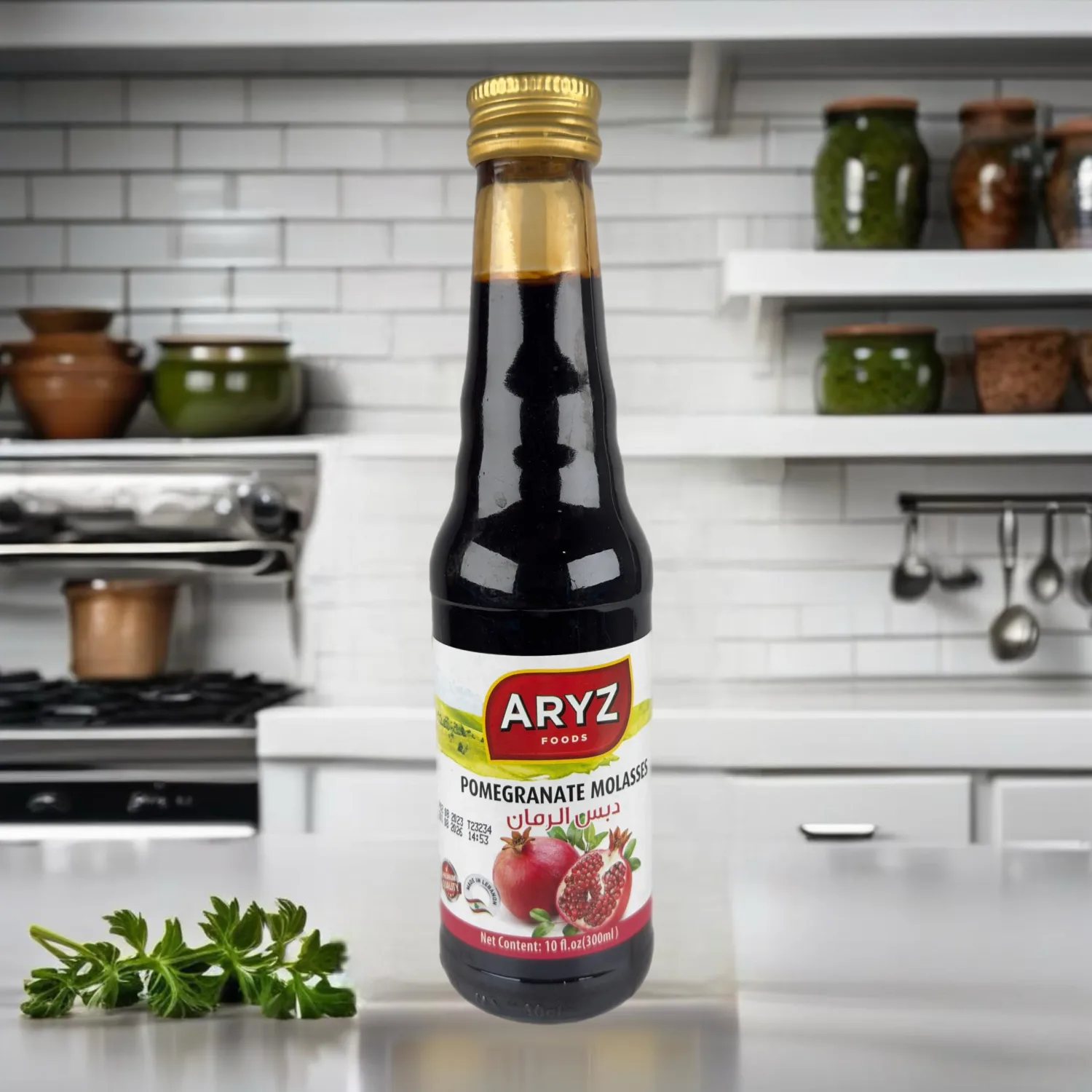 ARYZ Foods Pomegranate Molasses – 100% Natural, Premium Quality, No Added Sugar – 10 oz Bottle, Authentic Lebanese Sour & Sweet Syrup