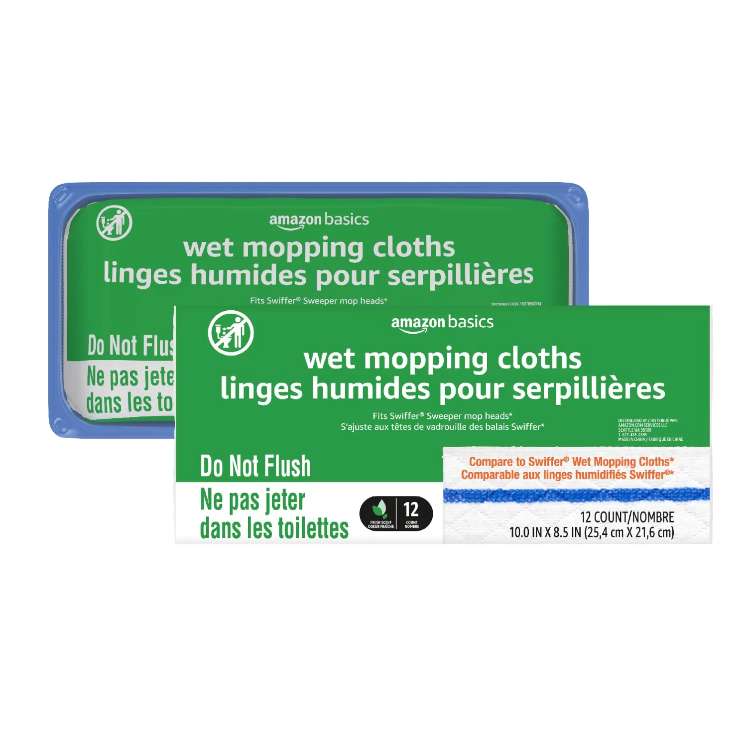 Amazon Basics Wet Mopping Cloth Refills, 24 Count (Fits Swiffer Sweeper Mop Heads)