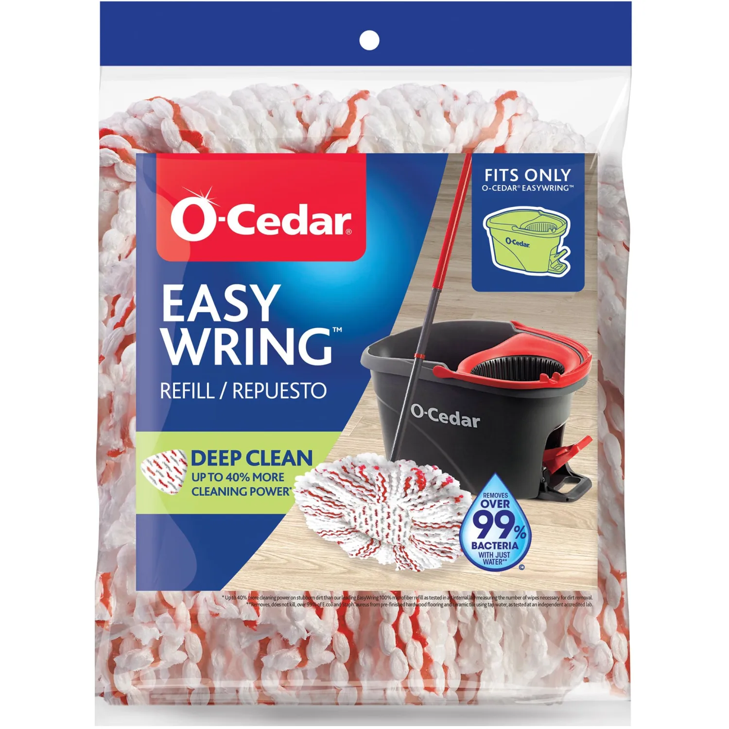 O-Cedar EasyWring Deep Clean Refill (1-Pack) | 40% More Cleaning Power | Microfiber Mop Refill Compatible with O-Cedar EasyWring Spin Mop & Bucket System