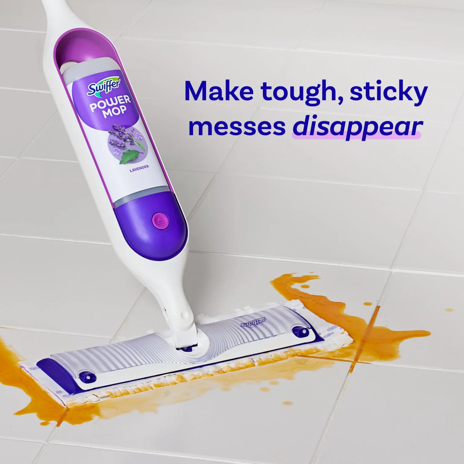 Swiffer Power Mop Refill Solution, Floor Cleaner for Mopping Tile, Vinyl, Laminate, Wood in Home, Bathroom, Kitchen, All Purpose Multi-Surface Solution for Floor Cleaning, Lavender Scent, 50.6oz