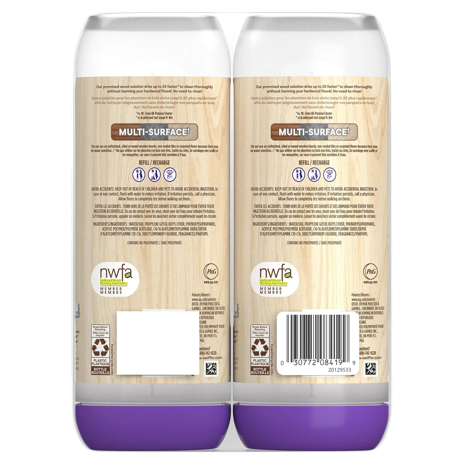Swiffer Power Mop Wood Refill Solution, QuickDry Hardwood Floor Cleaner for Mopping Home, Bathroom, Kitchen, All Purpose Multi-Surface Solution for Floor Cleaning, Lemon Scent, 50.6oz
