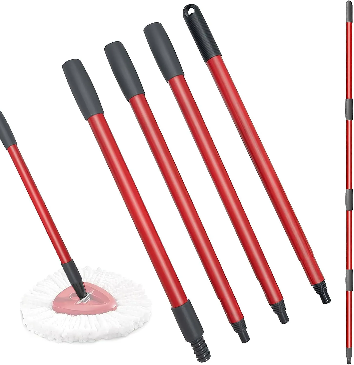 Qulable Spin Mop Replacement Handle - Mop Stick Compatible with O-Cedar Spin Mop, 4-Section 30" to 58" Mop Handle Replacement Stick, EasyWring Mop Handle for Floor Cleaning(Mop Head&Base not Include)